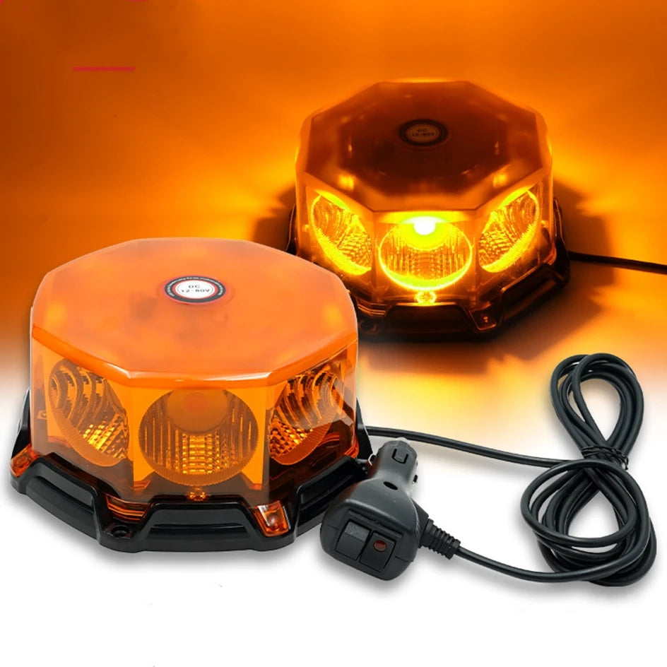 Amber Cob Emergency Strobe Beacon Vehicles Roof Rotating Flashing