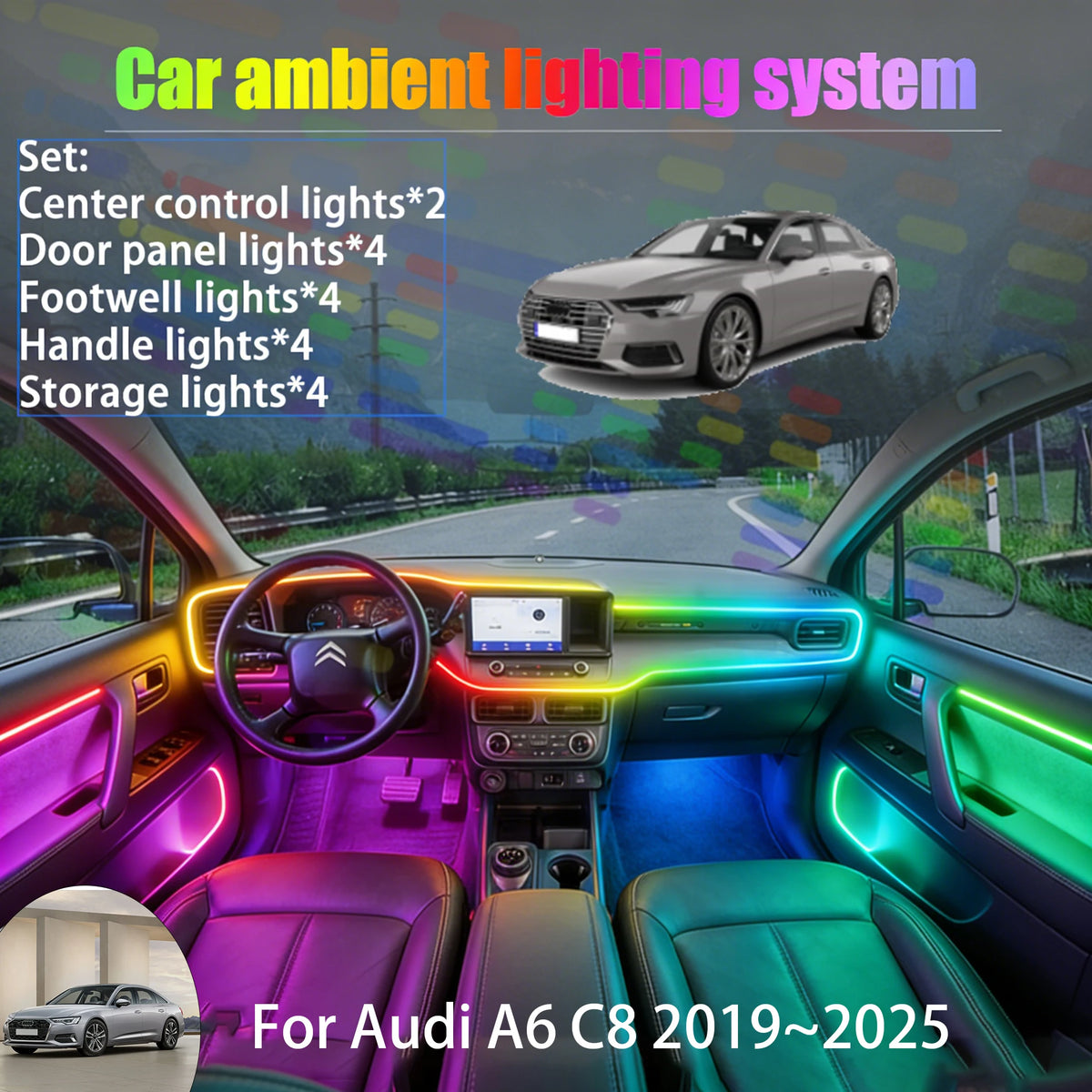For Audi A6 C8 2019~2025 4K In Ambient Lighting Trunk Interior