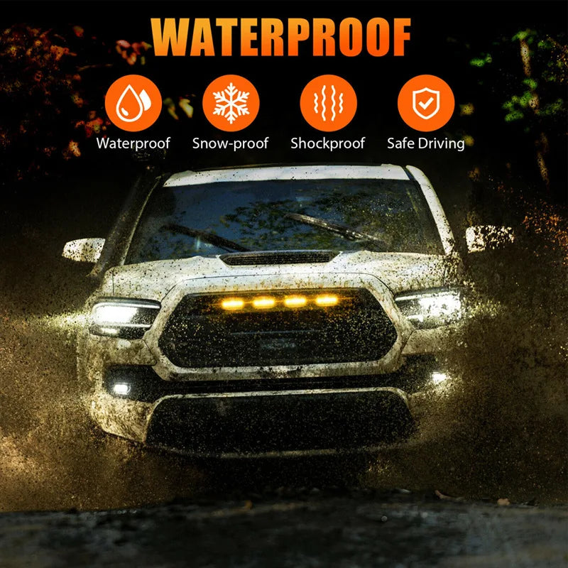 4PCS Grille Yellow Daytime Running Warning Pickup Truck Haze
