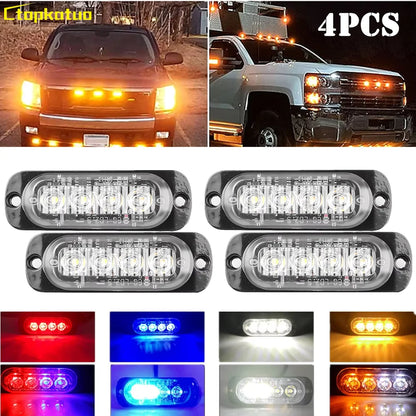 4PCS 12V 24V Warning Strobe 4LED Emergency Lighting Flashing