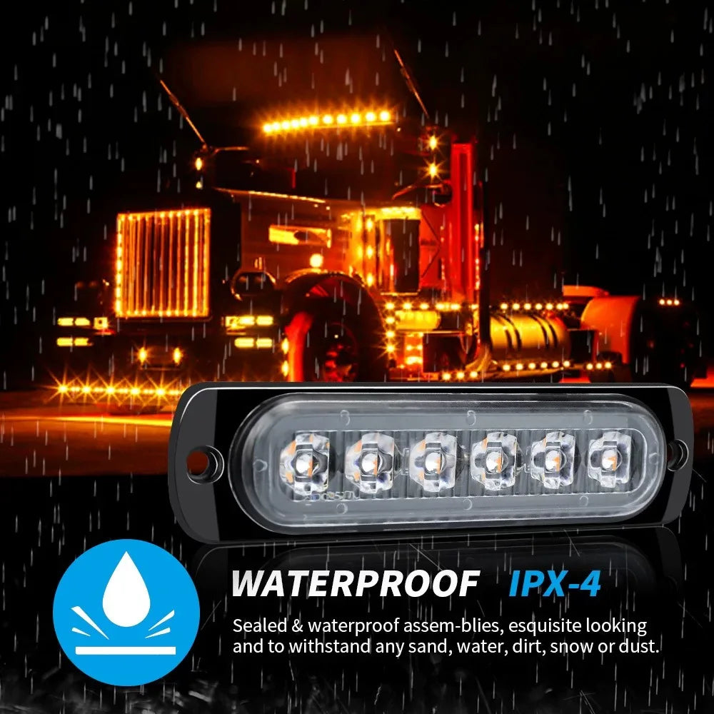Ysy 1PCS Strobe Warning Grille Flashing Bar Motocycle 6LED