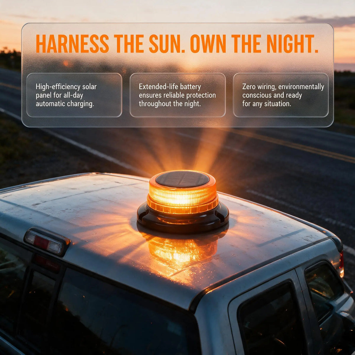 Solar Powered Rechargeable Rotating Flashing Magnetic Traffic