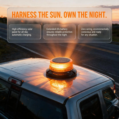 Solar Powered Rechargeable Rotating Flashing Magnetic Traffic
