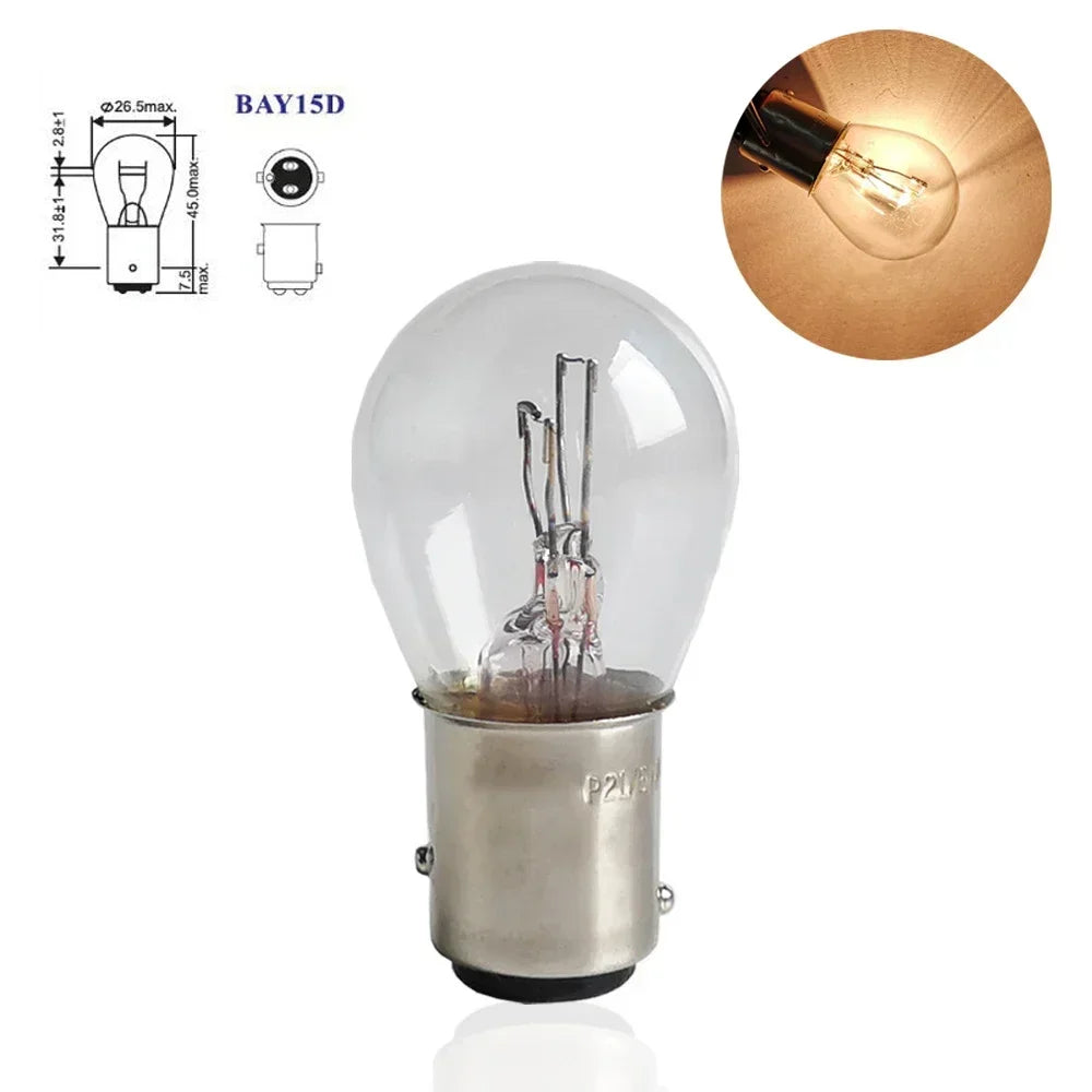10PCS dc12v 380 bay15d 1157 5W Natural White Glass