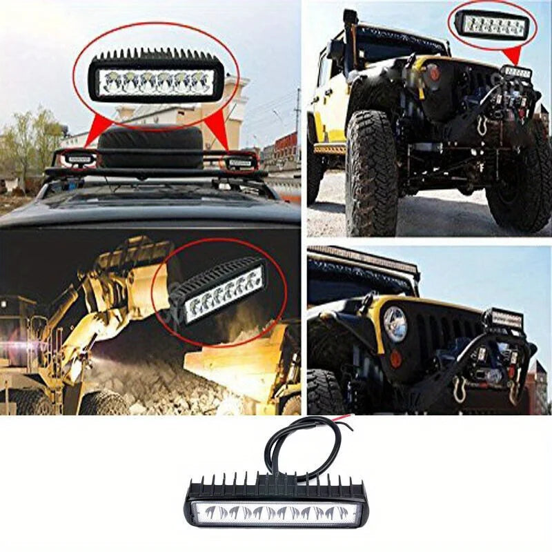 2PCS 18W Work Drl Spotlight Bright Offroad SUV Truck