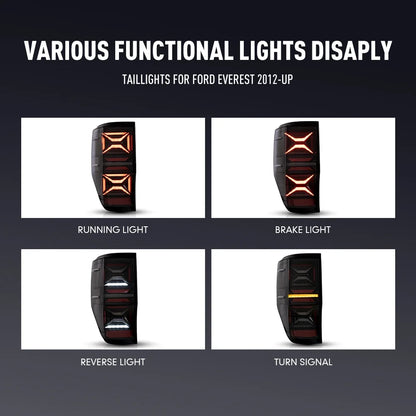 For Ford Everest 2012-UP Drl Reverse Pair Tail Brake Turning