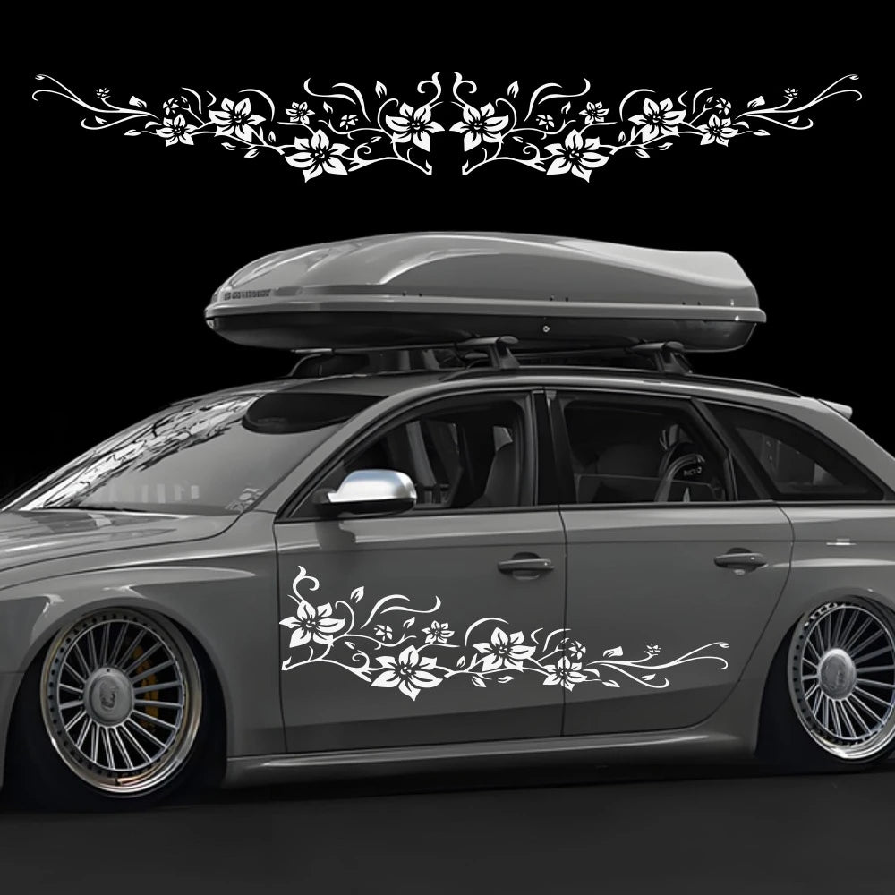 2PCS Art Design Floral Sticker Decal Side Body Wrap