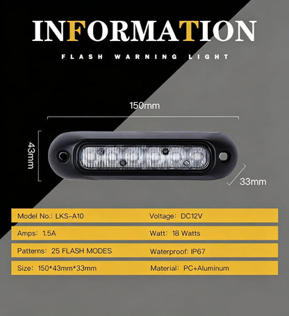 Laikesi Amber Waterproof Strobe Warning 12 24V Surface Mount