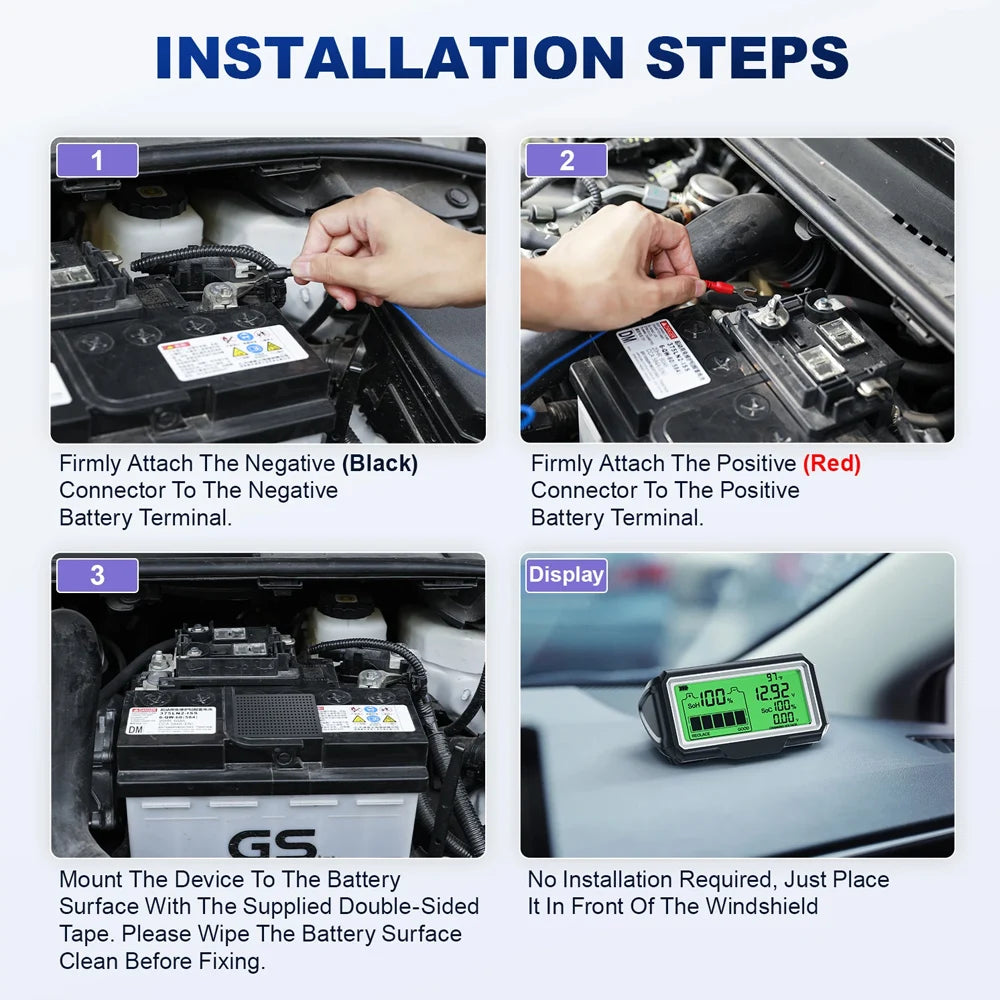 Ancel BM200 Pro 12V Battery Tester Monitor head-up Display