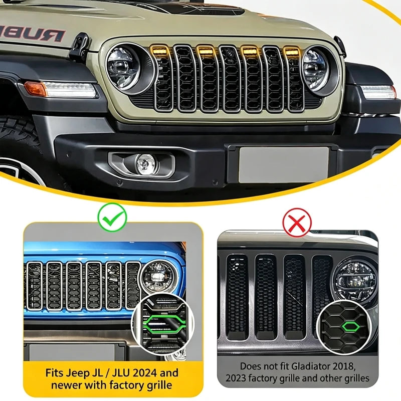 For Jeep Wrangler Jl Pickup 2024-2026 6PCS Set Front Grille