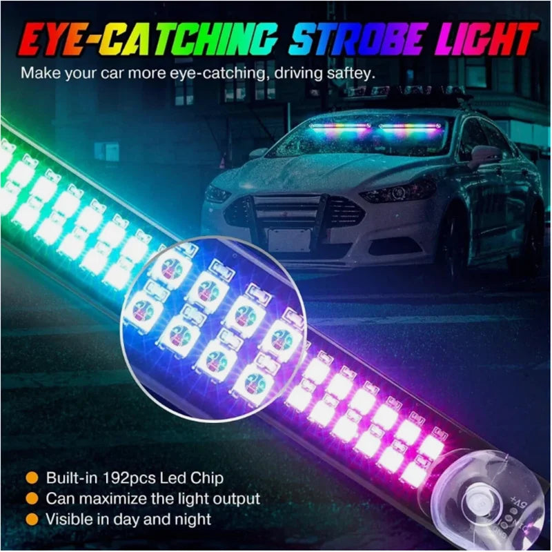 2PCS 192LED Windshield Bar Strobe Truck Roof Flashing Warning