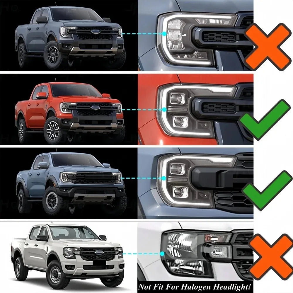 For Ford Ranger T9 Matrix 2023 Amber Headlight Function Frame