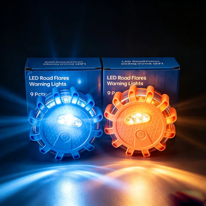 Battery Powered Road Flares Warning Blue Orange Emergency Strobe