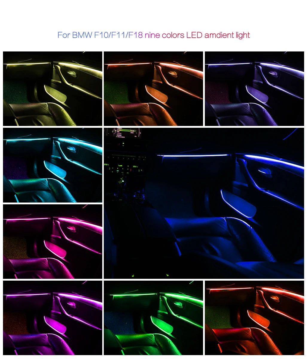 For BMW 5 Series F10 F11 Interior Neon Ambient 12V RGB Stripe