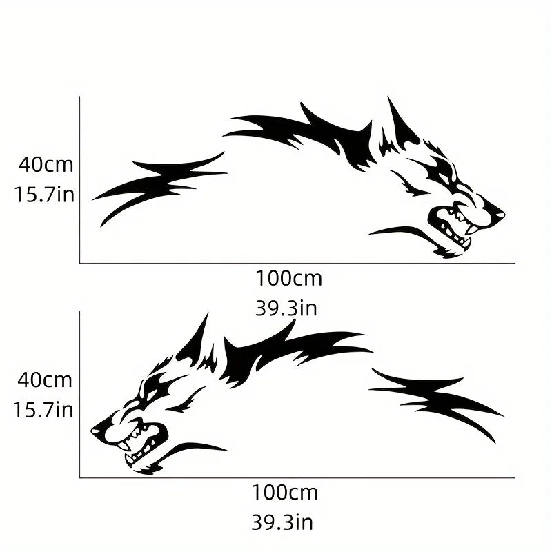 2PCS Wolf Stickers Waterproof Side Body Animal self-adhesive