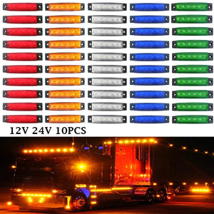 10PCS 12V 24V Side Marker Indicator Front Rear Trucks