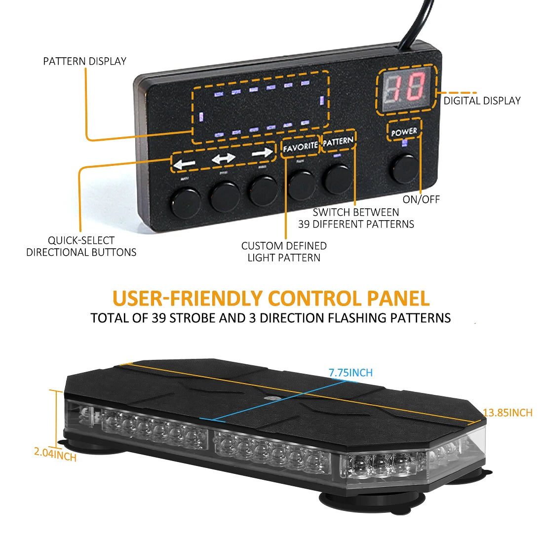 12V 24V Roof Strobe Warning Safety Magnetic Mount Smart