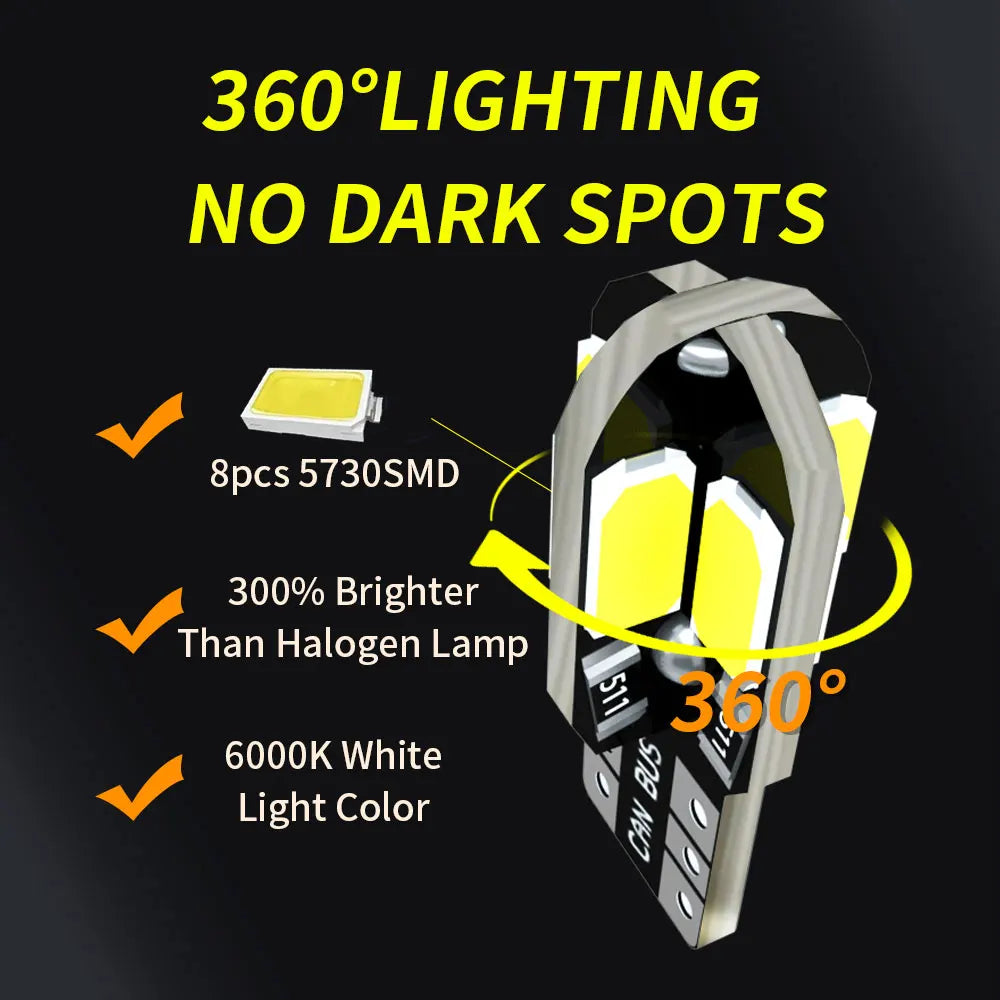 20PCS T10 5730 8SMD Canbus Bulbs W5W wy5w 168