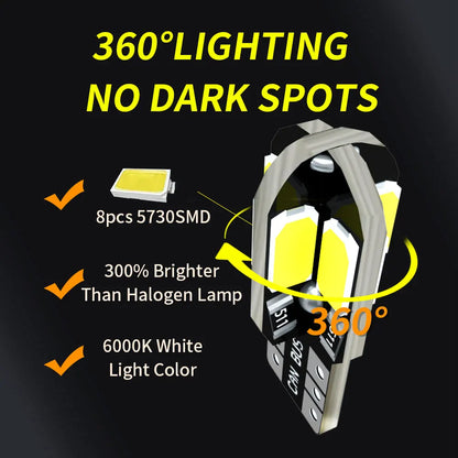 20PCS T10 5730 8SMD Canbus Bulbs W5W wy5w 168