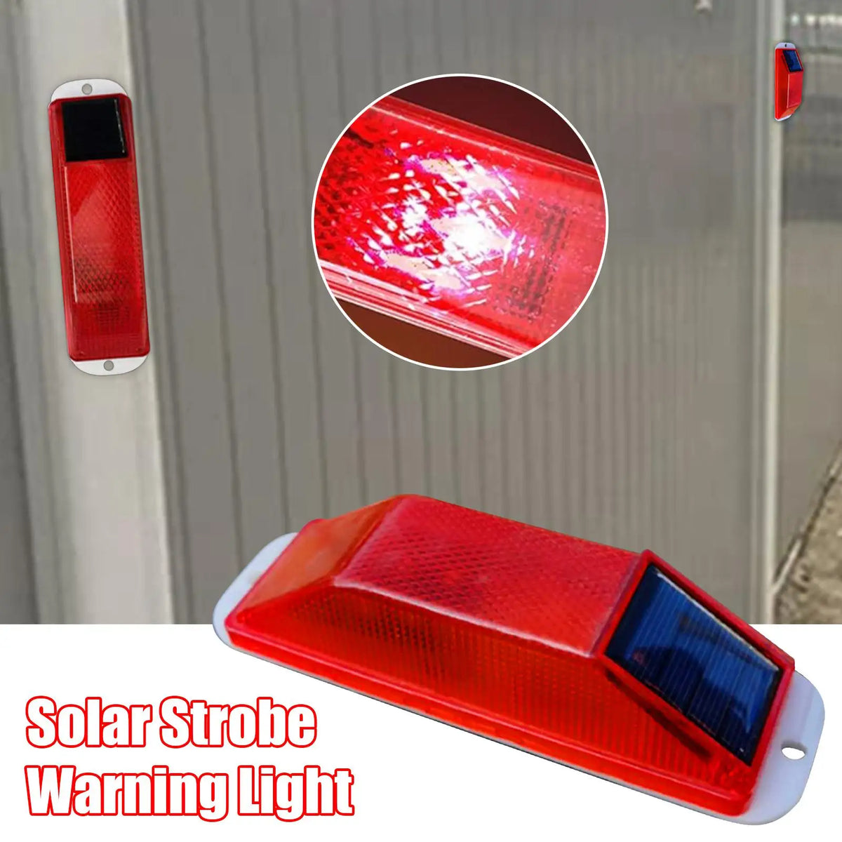 Solar Strobe Warning Outline Safety Traffic Night Flashlight