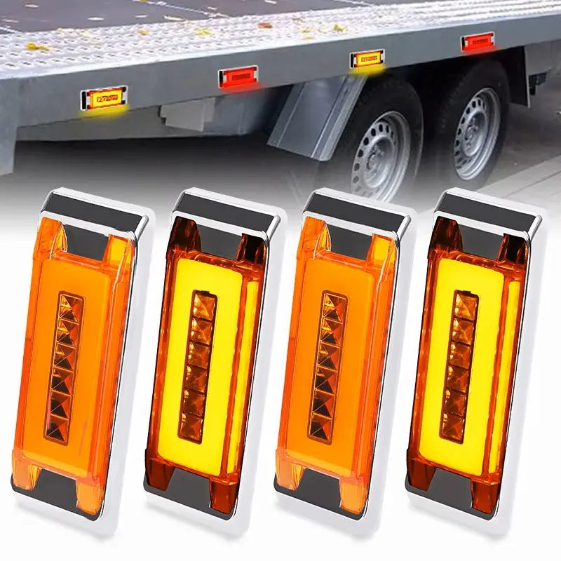 For Offroad Yellow Square Halo Side Marker Truck Trailer Rv Lorry