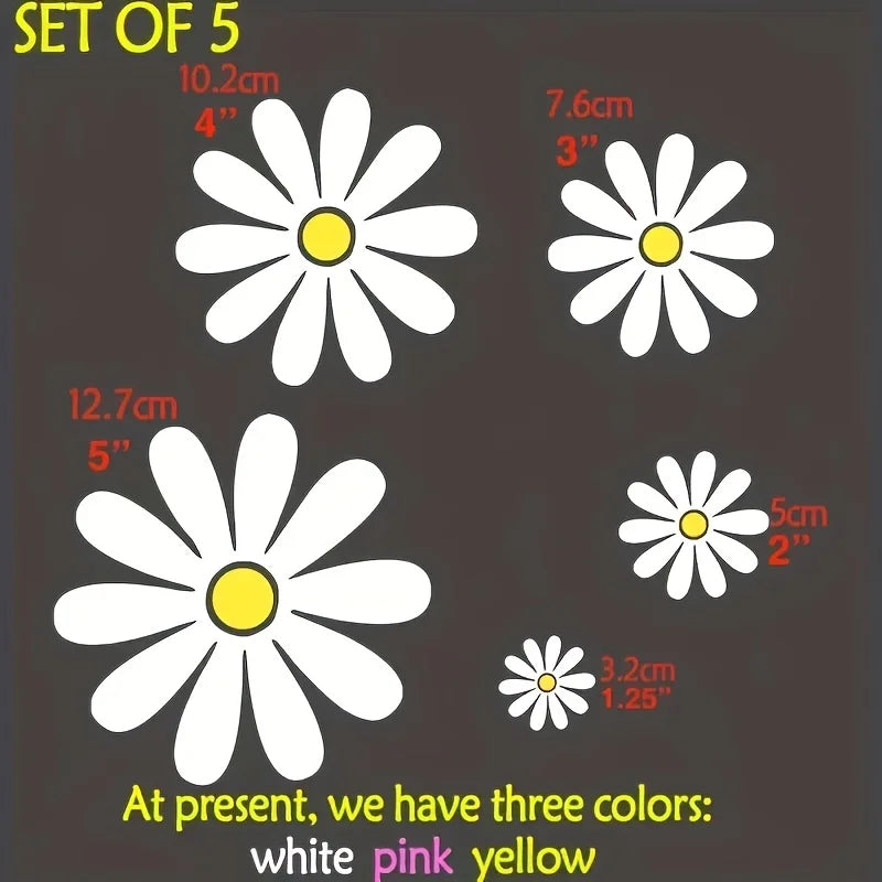 For Auto Rear Window Creative 5PCS self-adhesive Daisy Stickers