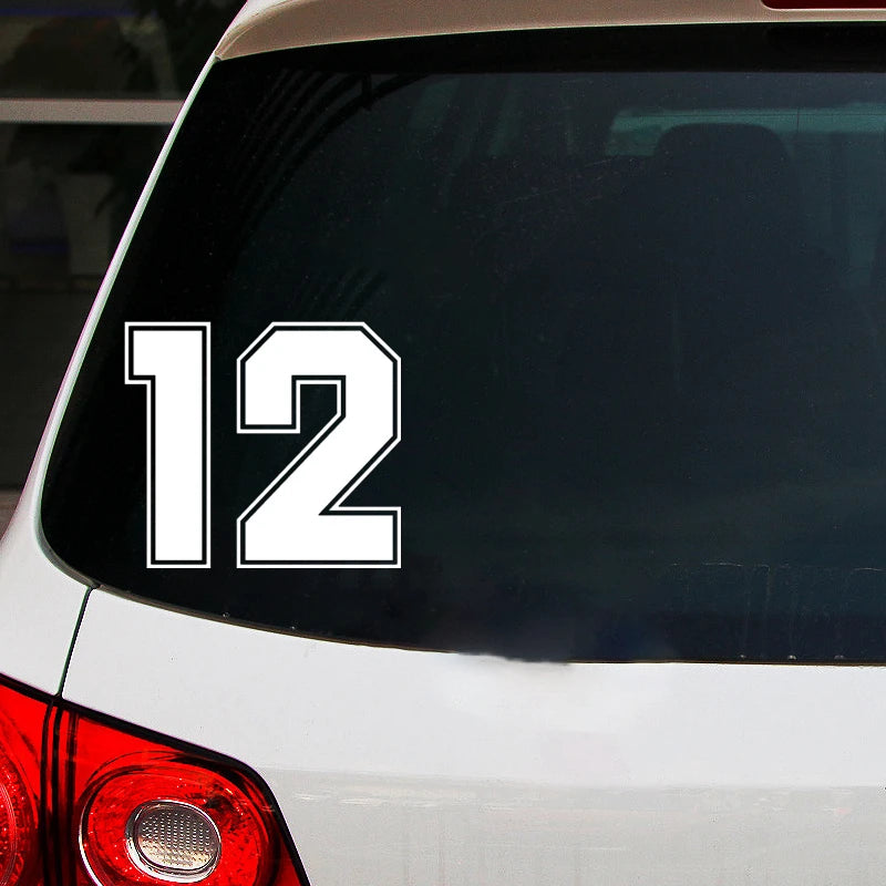 Figure Number 12 Racing Sticker Vinyl Decal Waterproof Stickers