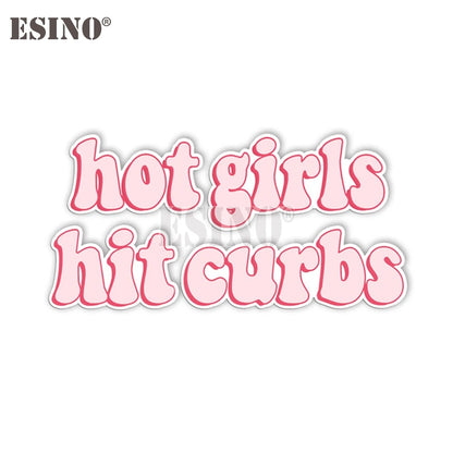 Funny Girls Hit Curbs Pvc Adhesive Decal Cartoon Waterproof