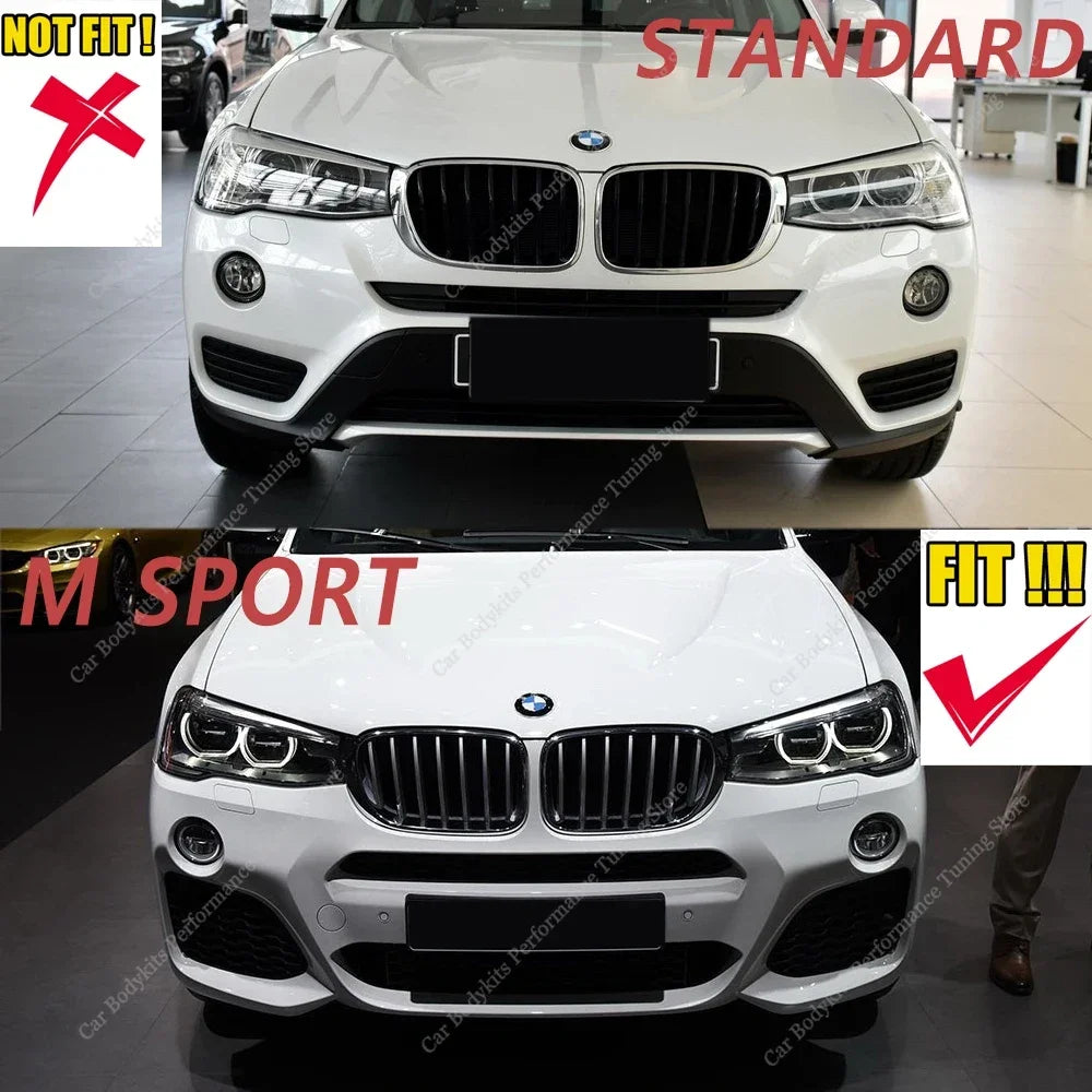 For BMW X3 F25 X4 F26 3PCS ABS Front Bumper Lip Splitter Spoiler