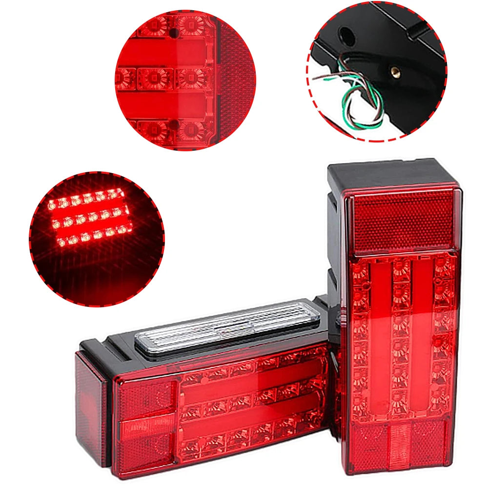 12V 2PCS Rectangular Submersible Trailer Red Turn Signal Tail