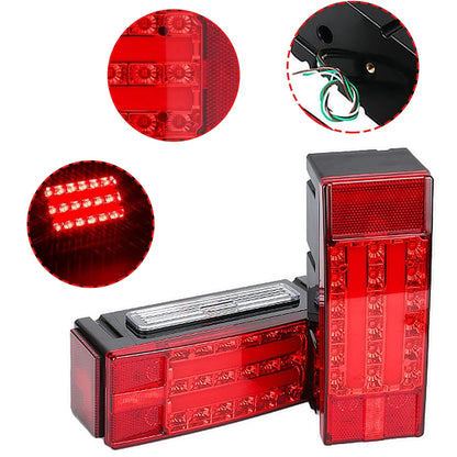 12V 2PCS Rectangular Submersible Trailer Red Turn Signal Tail
