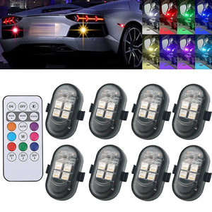 1-8pcs Wireless Remote Control 4LED Strobe Colors USB