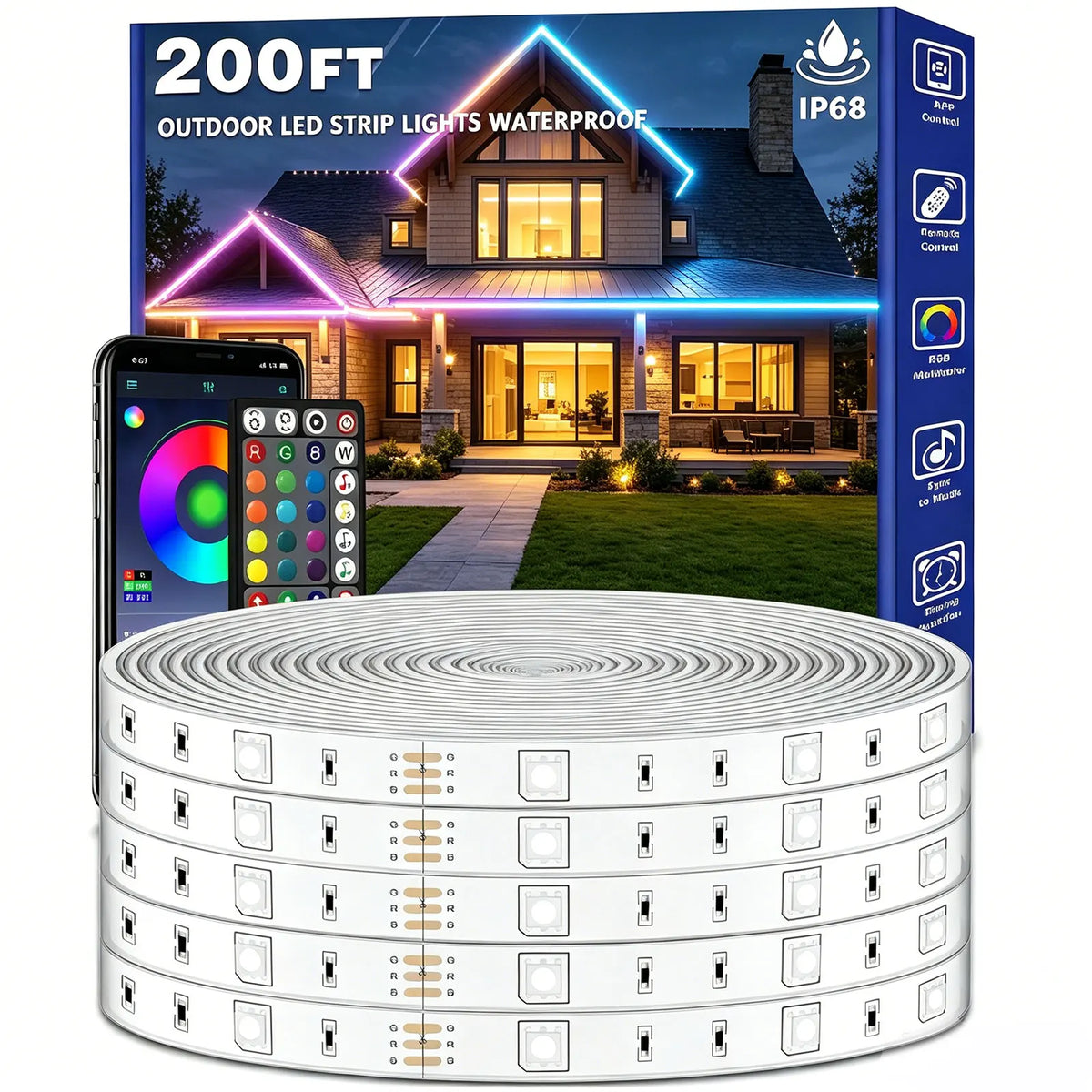 For Deck,Balcony,Pool 200FT Outdoor Strip Waterproof IP68