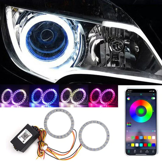 2PCS Angel Eyes Haro Rings RGB Headlight Sequential Flowing