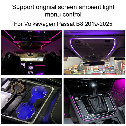 For VW Passat B8 2019-2025 LED Reading Saddle Cup Holder