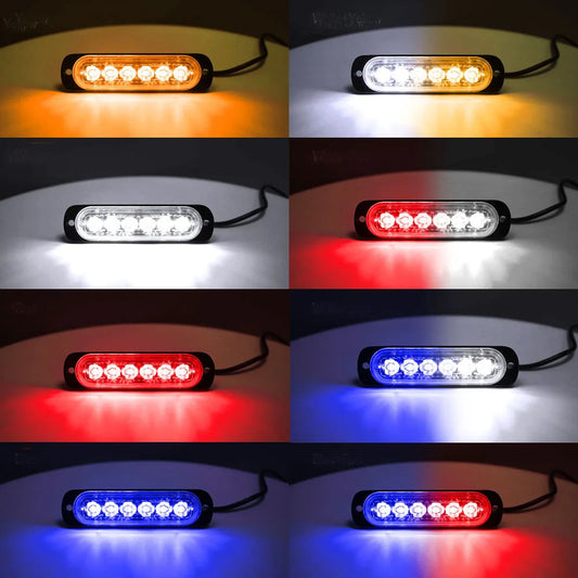 6LED Strobe Side Warning 12V Grille Flashing Lightbars Cars