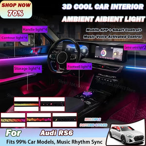 For Audi RS6 LED Interior Ambient Strip RGB Fiber Optic