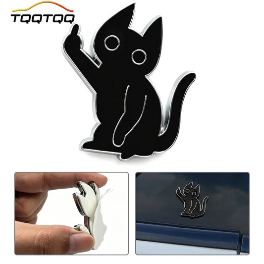 1PCS 3D Metal Black Cat Emblem Highly Distinctive Decals
