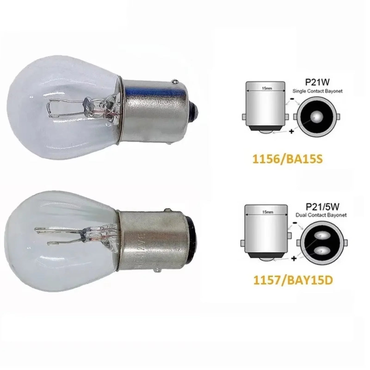 10PCS 1156 P21W ba15s 21W Halogen Warm White Bulb