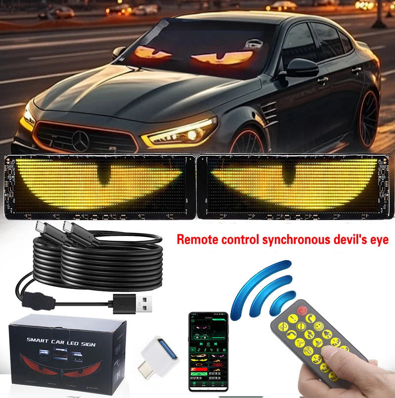 2PCS Windshield Devil Eyes Bliking Flashing On Glowing Window