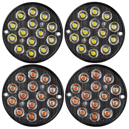 12-24v 2PCS Round Strobe Flash Emergency Flashing Warning Cars