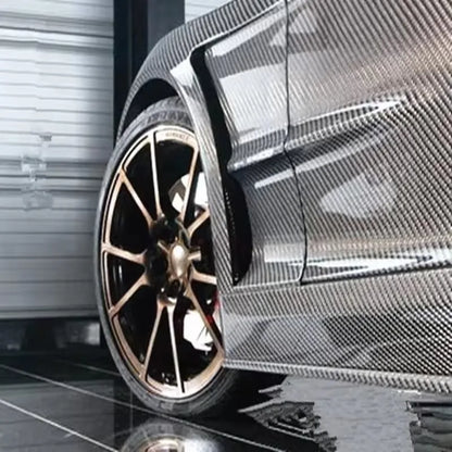 Super Glossy Black Gold Carbon Fibre Vinyl Sticker Wrap