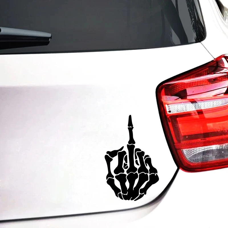 For Bumper Rear Window Skull Skeleton Bone Middle Finger