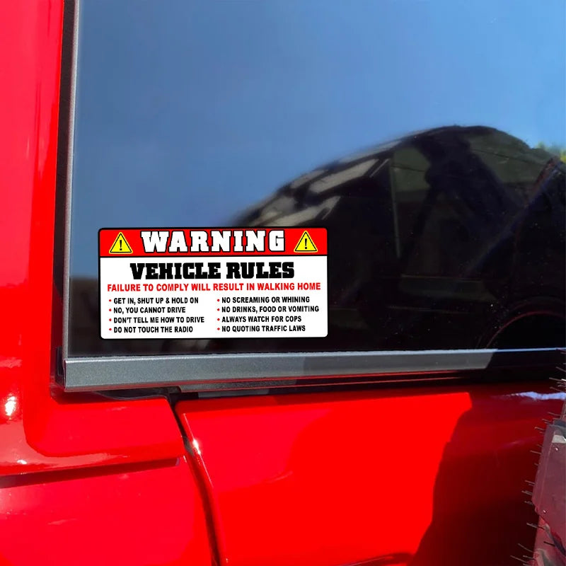 For Auto Funny Safety Warning Rules Sticker Decal Adhesive Vinyl