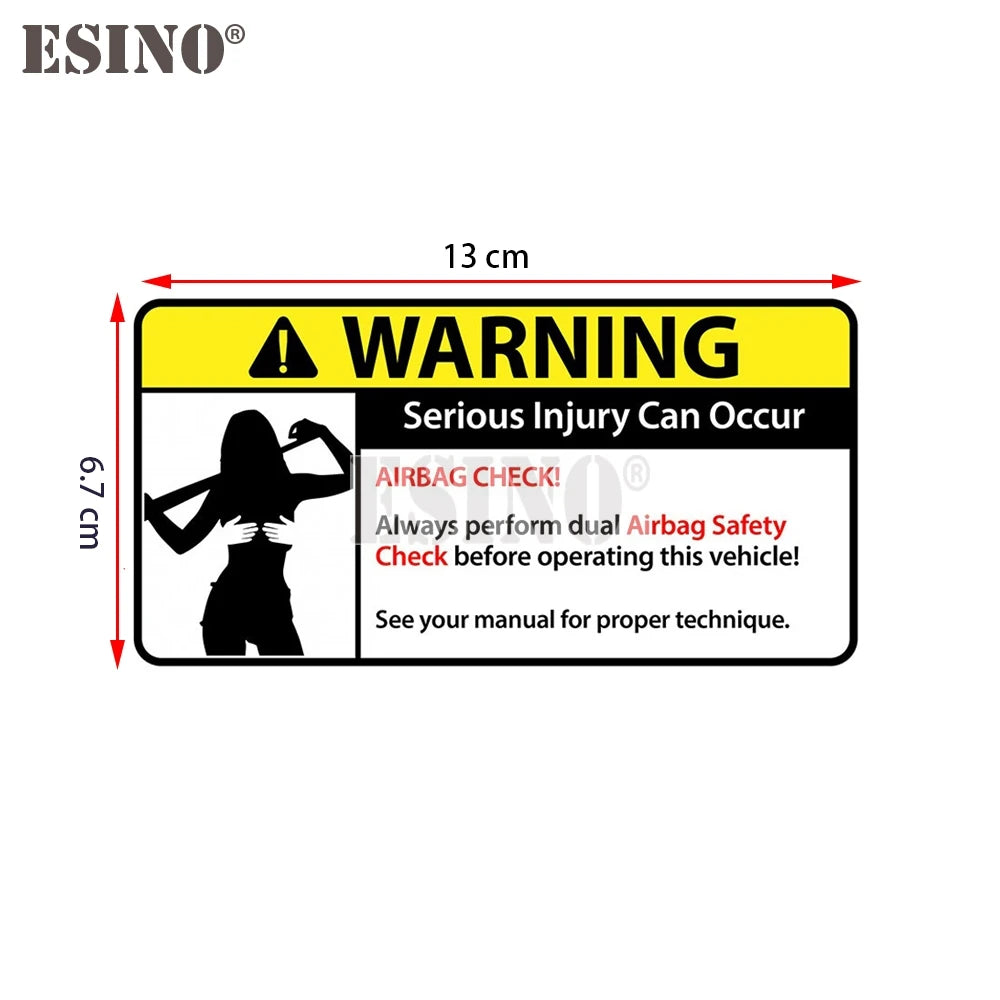 Warning Sexy Lady Girl Airbag Check Pvc Adhesive Decal