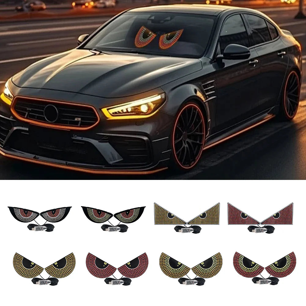 LED Decorative Light Panel For Cars Trucks & Vans Cartoon Eye Face Warning Strobe Light Anti-Collision Pattern Brake Tai