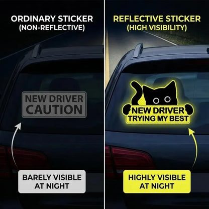 3PCS Driver Reflective Sticker self-adhesive Black Cat Decal Body