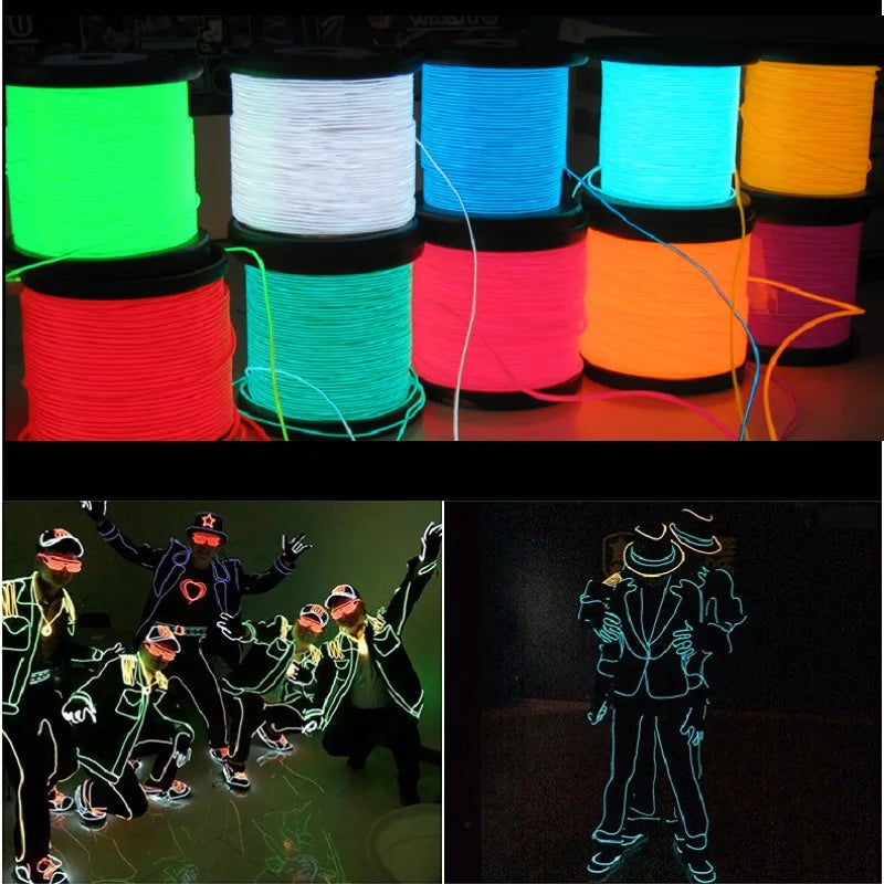 Glow El Wire Cable Neon Christmas Dance Party Costumes