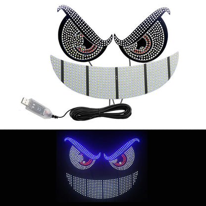 USB Dynamic Big Devil Eyes Light For Cars Truck Eyes Display LED Decorative Light Panel 11 Modes Soft Glow Expression Li