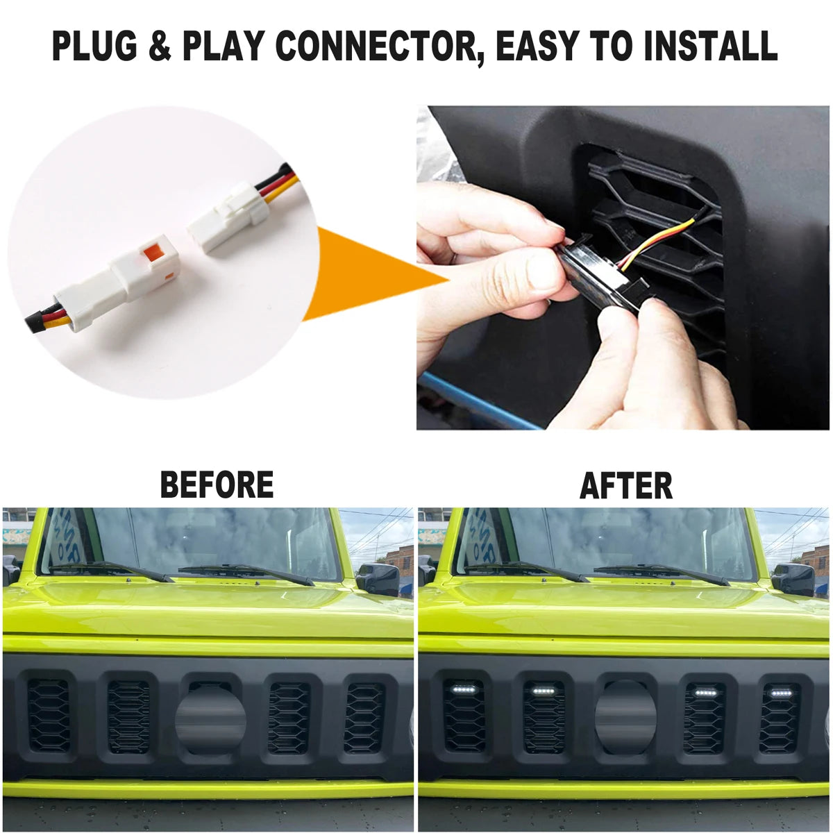 Front Grille White Amber Center Compatible Suzuki Jimny JB64